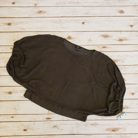 NWT-ALFANI Army Green Stretchy See-Thru Sweater 0X - Picture 5 of 6